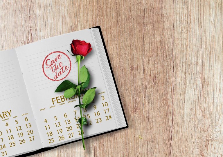 calendar, rose, book